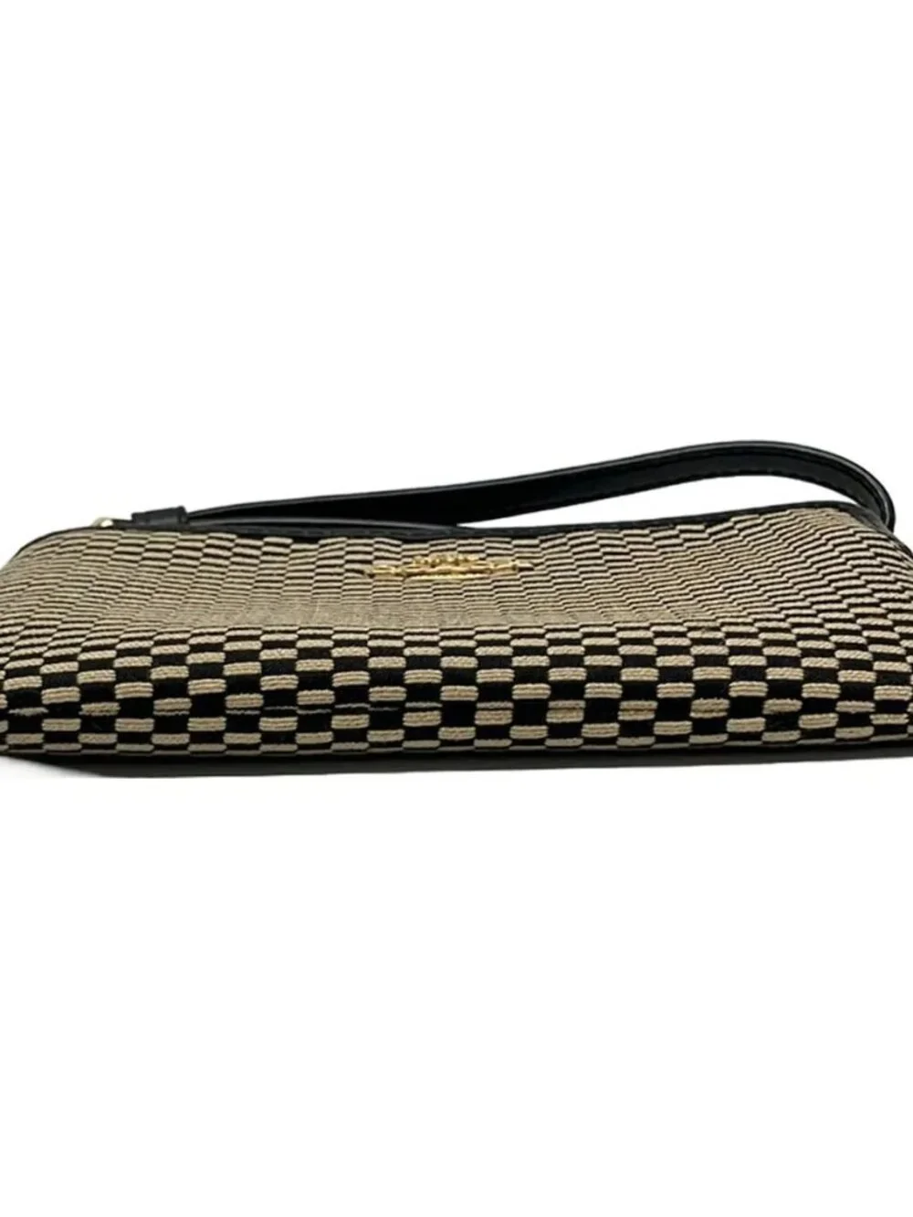 COACH Legacy Exploded Jacquard Corner Zip F13311 Black Beige Jacquard Leather